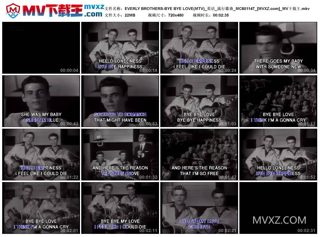 EVERLY BROTHERS-BYE BYE LOVE(MTV)_英语_流行歌曲_MC801147
